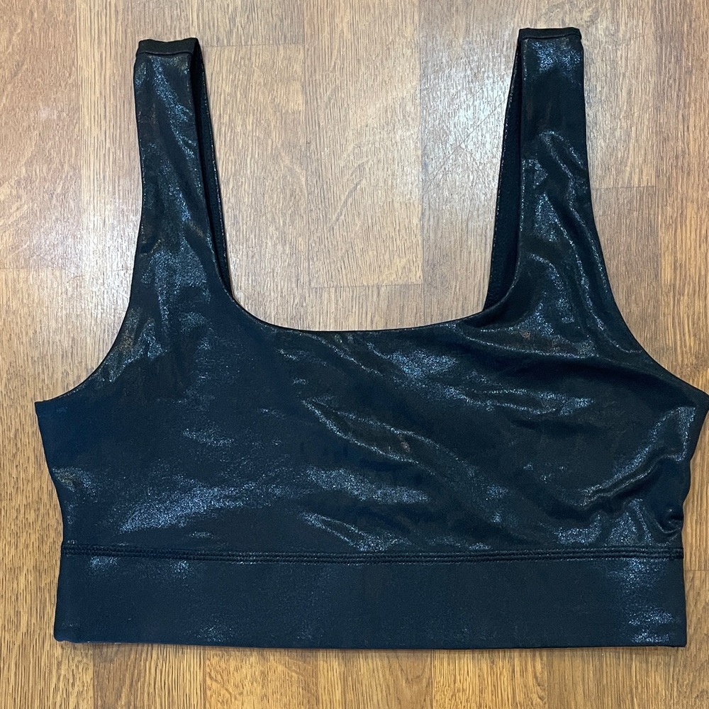 Shiny Black Sports Bra